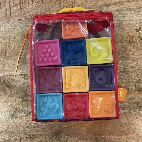 B Surprised B You Soft Squeezable Building Blocks - Set of 10 w/ Carrying Case - Picture 2 of 5